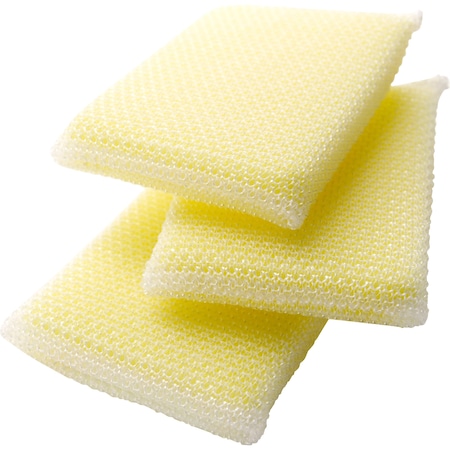 All Purpose Cleaning Pads, 2-39/64x4-5/16x1/2, YW, PK 24